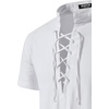 JEMITOP Mens Vintage Short Sleeve Renaissance Shirt(Solid White)