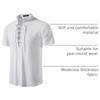 JEMITOP Mens Vintage Short Sleeve Renaissance Shirt(Solid White)