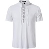 JEMITOP Mens Vintage Short Sleeve Renaissance Shirt(Solid White)