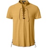 JEMITOP Mens Vintage Short Sleeve Renaissance Shirt(Yellow)
