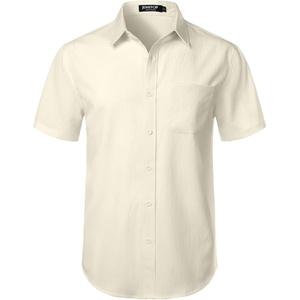 JEMITOP Mens Stretch Wrinkle Free Texture Shirts(Cream White)