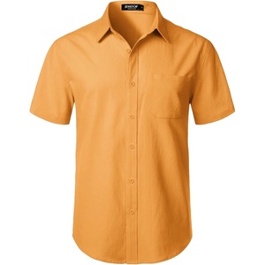 JEMITOP Mens Stretch Wrinkle Free Texture Shirts(Gold)