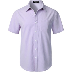 JEMITOP Mens Stretch Wrinkle Free Texture Shirts(Lavender Purple)