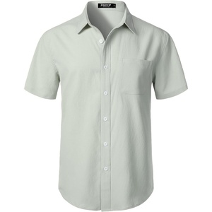 JEMITOP Mens Stretch Wrinkle Free Texture Shirts(Light Green)