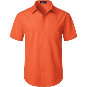 JEMITOP Mens Stretch Wrinkle Free Texture Shirts(Orange)