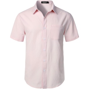 JEMITOP Mens Stretch Wrinkle Free Texture Shirts(Pink)
