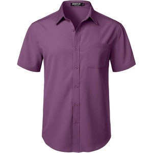JEMITOP Mens Stretch Wrinkle Free Texture Shirts(Purple)