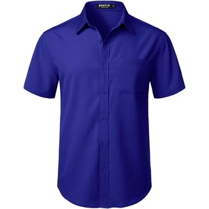 JEMITOP Mens Stretch Wrinkle Free Texture Shirts(Royal Blue)