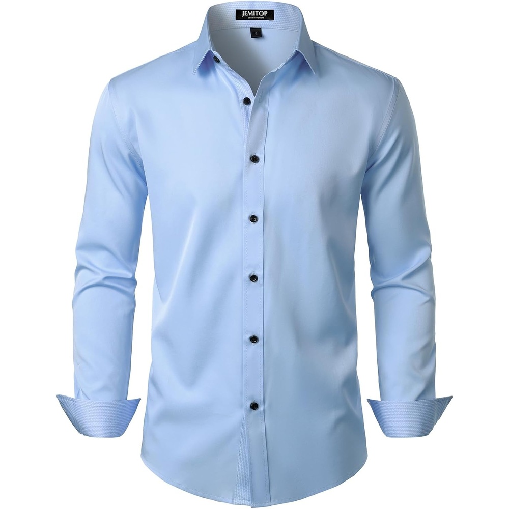 image:imageJEMITOP Mens Stretch MultiUse Dress ShirtsLight Blue