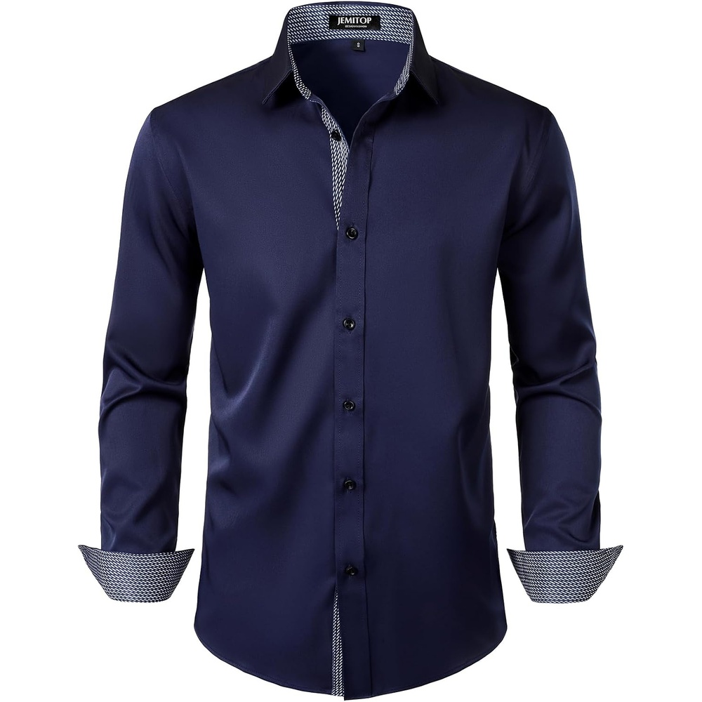 image:imageJEMITOP Mens Stretch MultiUse Dress ShirtsNavy Blue