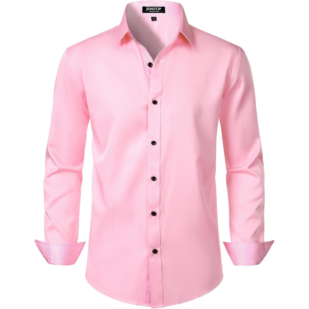 image:imageJEMITOP Mens Stretch MultiUse Dress ShirtsPink
