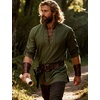 JEMITOP Men’s Renaissance Knight Cotton Lace Up Shirt Without Belt(Army Green)