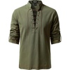 JEMITOP Men’s Renaissance Knight Cotton Lace Up Shirt Without Belt(Army Green)