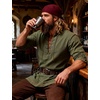 JEMITOP Men’s Renaissance Knight Cotton Lace Up Shirt Without Belt(Army Green)