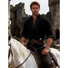 JEMITOP Men’s Renaissance Knight Cotton Lace Up Shirt Without Belt(Black)