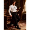 JEMITOP Men’s Renaissance Knight Cotton Lace Up Shirt Without Belt(Ivory White)