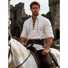 JEMITOP Men’s Renaissance Knight Cotton Lace Up Shirt Without Belt(Ivory White)