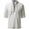 JEMITOP Men’s Renaissance Knight Cotton Lace Up Shirt Without Belt(Ivory White)