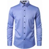 JEMITOP Mens Stretch Multi-Use Dress Shirts(Blue)