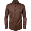 JEMITOP Mens Stretch Multi-Use Dress Shirts(Brown)