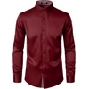 JEMITOP Mens Stretch Multi-Use Dress Shirts(Burgundy)