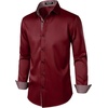 JEMITOP Mens Stretch Multi-Use Dress Shirts(Burgundy)