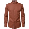 JEMITOP Mens Stretch Multi-Use Dress Shirts(Burnt Orange)