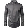JEMITOP Mens Stretch Multi-Use Dress Shirts(Dark Grey)