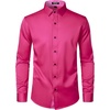 JEMITOP Mens Stretch Multi-Use Dress Shirts(Hot Pink)