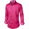 JEMITOP Mens Stretch Multi-Use Dress Shirts(Hot Pink)
