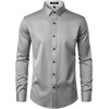 JEMITOP Mens Stretch Multi-Use Dress Shirts(Light Grey)