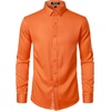 JEMITOP Mens Stretch Multi-Use Dress Shirts(Orange)
