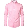 JEMITOP Mens Stretch Multi-Use Dress Shirts(Pink)