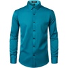 JEMITOP Mens Stretch Multi-Use Dress Shirts(Teal)