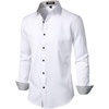 JEMITOP Mens Stretch Multi-Use Dress Shirts(White)
