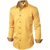 JEMITOP Mens Stretch Multi-Use Dress Shirts(Yellow)