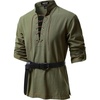 JEMITOP Men’s Renaissance Knight Cotton Lace Up Shirt Without Belt(Army Green)