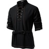 JEMITOP Men’s Renaissance Knight Cotton Lace Up Shirt Without Belt(Black)