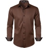 JEMITOP Mens Stretch Multi-Use Dress Shirts(Brown)