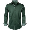 JEMITOP Mens Stretch Multi-Use Dress Shirts(Dark Green)