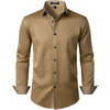 JEMITOP Mens Stretch Multi-Use Dress Shirts(Khaki)
