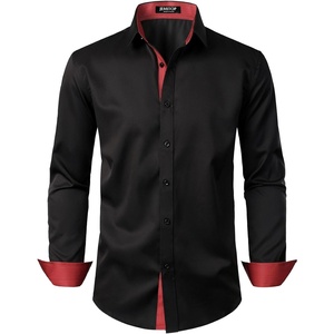 JEMITOP Mens Stretch Multi-Use Dress Shirts(Black)