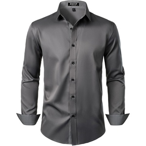 JEMITOP Mens Stretch Multi-Use Dress Shirts(Dark Grey)
