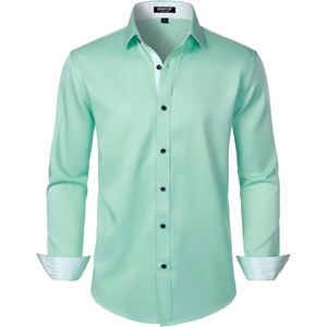 JEMITOP Mens Stretch Multi-Use Dress Shirts(Mint Green)