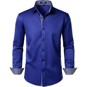 JEMITOP Mens Stretch Multi-Use Dress Shirts(Royal Blue)