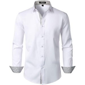 JEMITOP Mens Stretch Multi-Use Dress Shirts(Solid White)