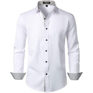 JEMITOP Mens Stretch Multi-Use Dress Shirts(White)