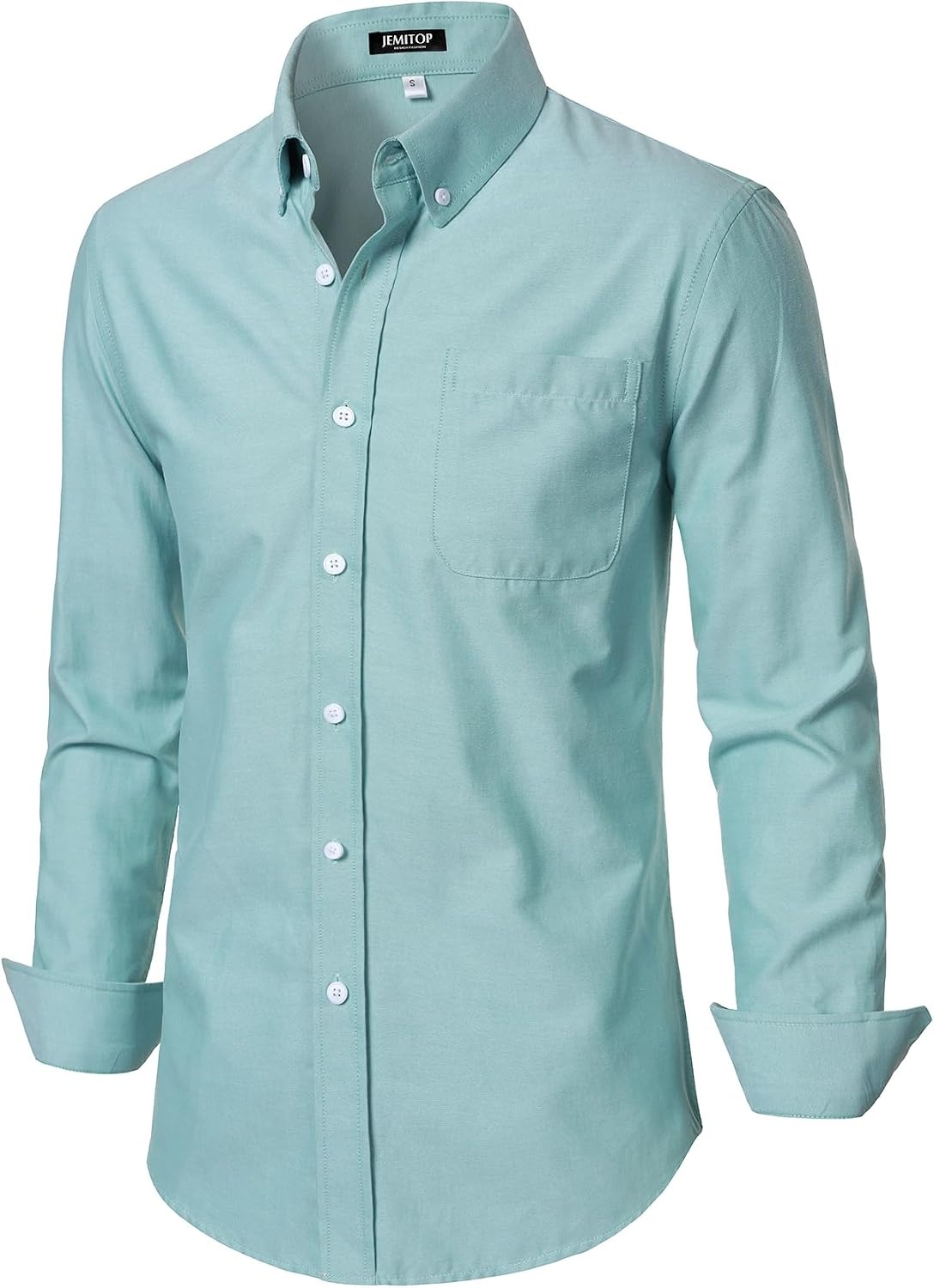 image:imageJEMITOP Mens Lightweight Oxford Long Sleeve ShirtsAqua Green