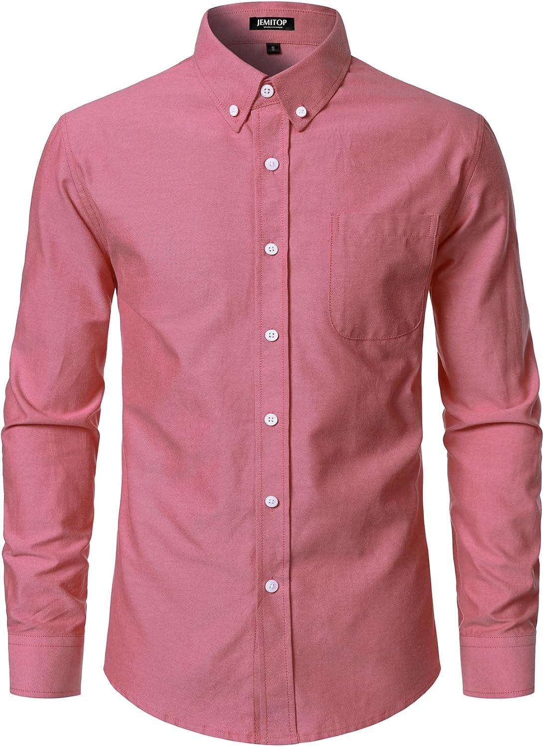 image:imageJEMITOP Mens Lightweight Oxford Long Sleeve ShirtsCoral Red