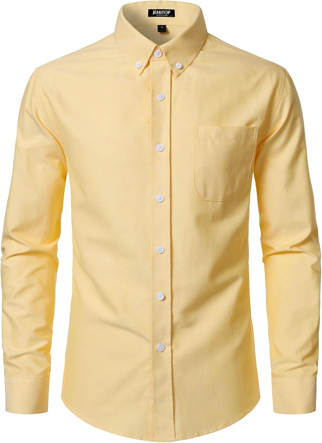 image:imageJEMITOP Mens Lightweight Oxford Long Sleeve ShirtsLemon Yellow